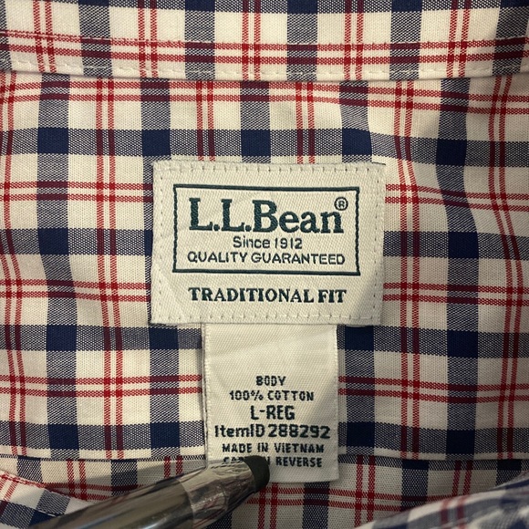 LL Bean Button Down Shirt Mens Large Reg Traditional Fit Long Sleeve Plaid - Picture 2 of 11